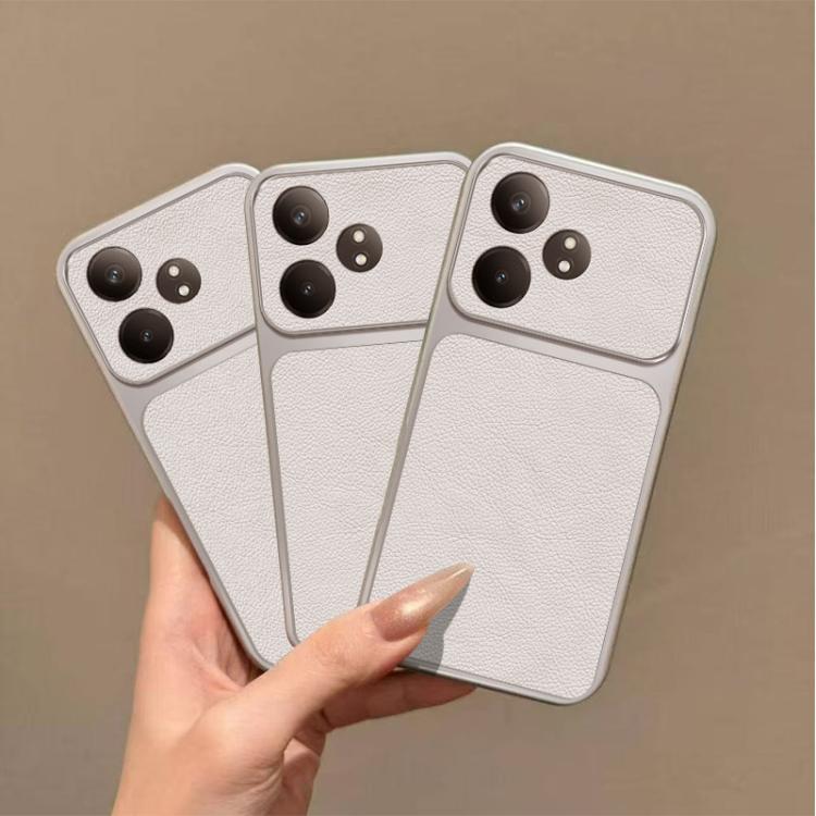 For Realme GT Neo6 Large Window Leather Textured Coated TPU Phone Case - White