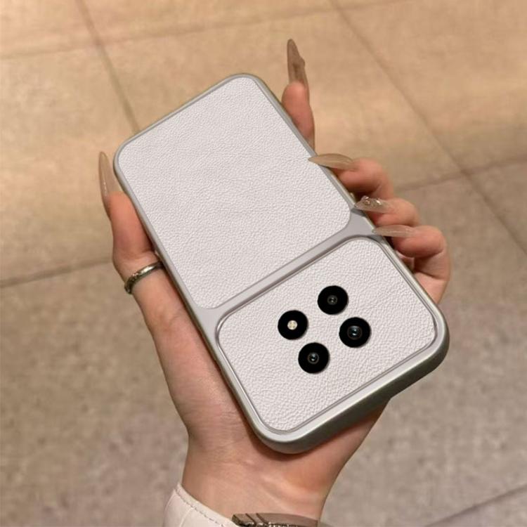 For Realme 12 5G Large Window Leather Textured Coated TPU Phone Case - White