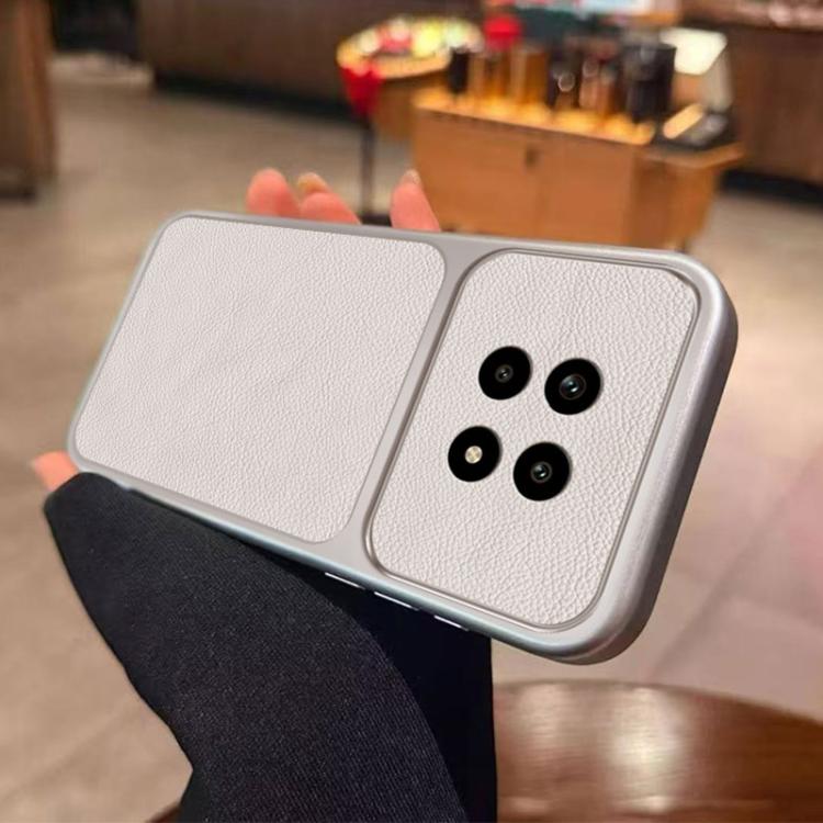 For Realme 12 5G Large Window Leather Textured Coated TPU Phone Case - White