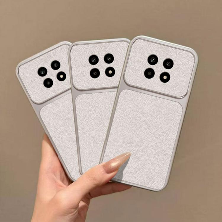 For Realme 12 5G Large Window Leather Textured Coated TPU Phone Case - White