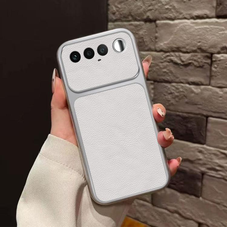 For Realme 16 5G Global Large Window Leather Textured Coated TPU Phone Case - White
