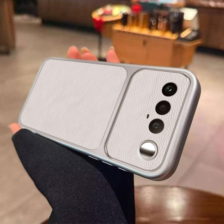 For Realme 16 5G Global Large Window Leather Textured Coated TPU Phone Case - White