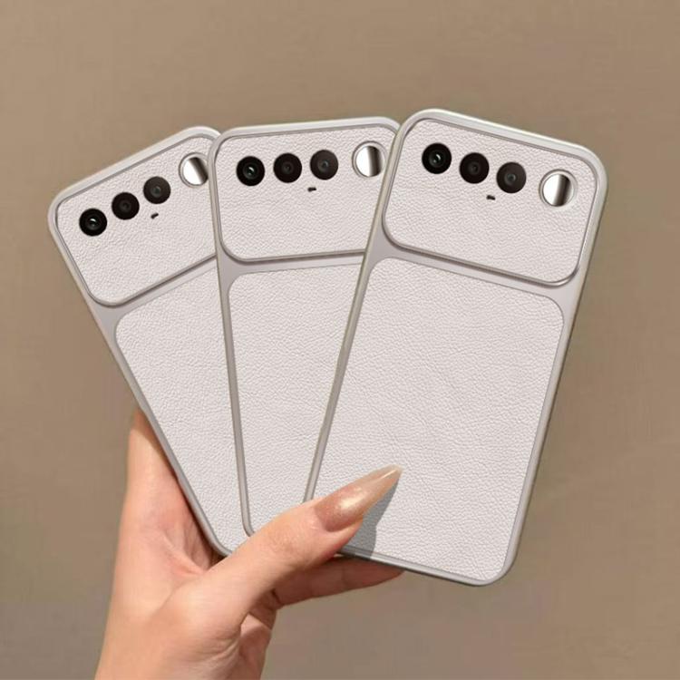 For Realme 16 5G Global Large Window Leather Textured Coated TPU Phone Case - White