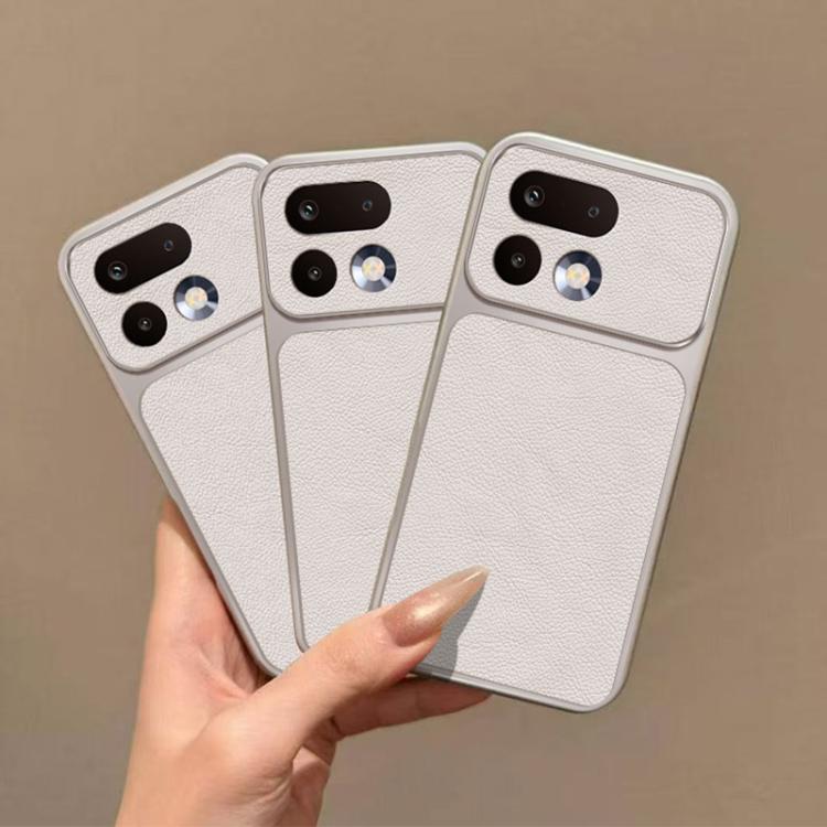 For Realme 16 Pro+ 5G Global Large Window Leather Textured Coated TPU Phone Case - White