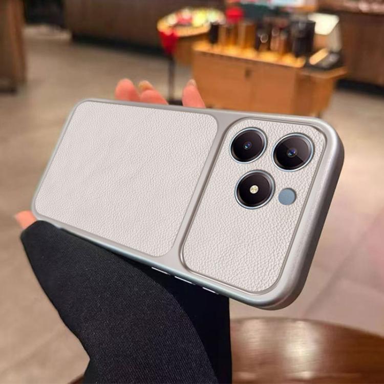 For Realme C63 4G Large Window Leather Textured Coated TPU Phone Case - White