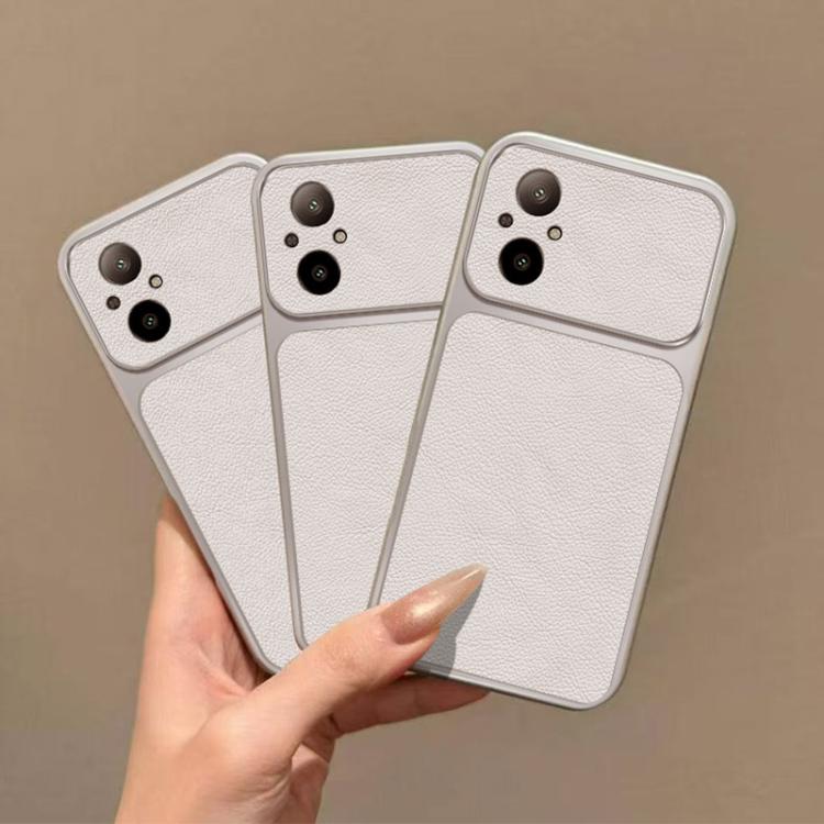 For Realme C67 4G Large Window Leather Textured Coated TPU Phone Case - White