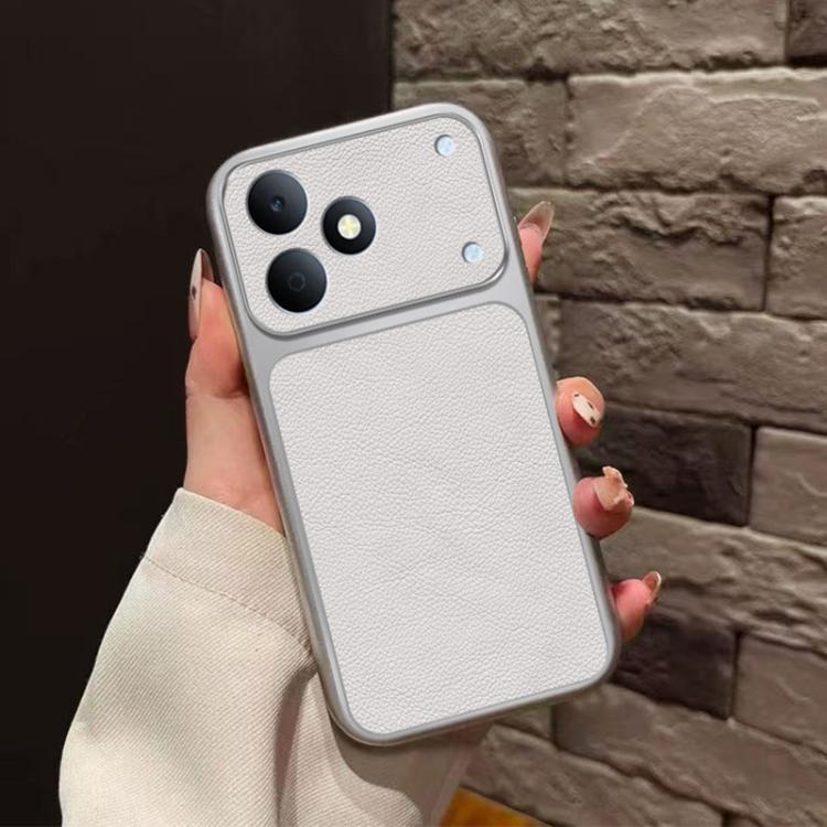 For Realme Note 80 4G Large Window Leather Textured Coated TPU Phone Case - White