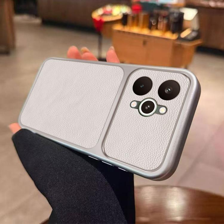 For Realme 15 Pro 5G Large Window Leather Textured Coated TPU Phone Case - White