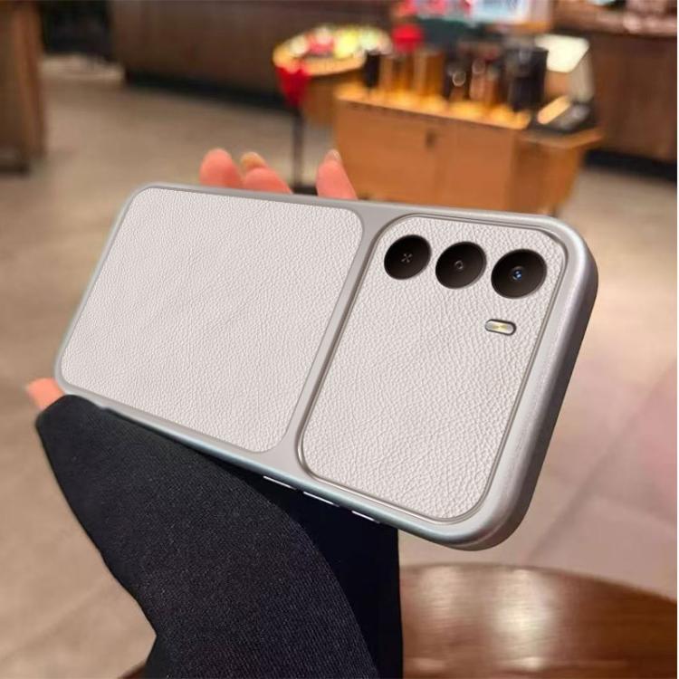 For Realme C71 4G Large Window Leather Textured Coated TPU Phone Case - White
