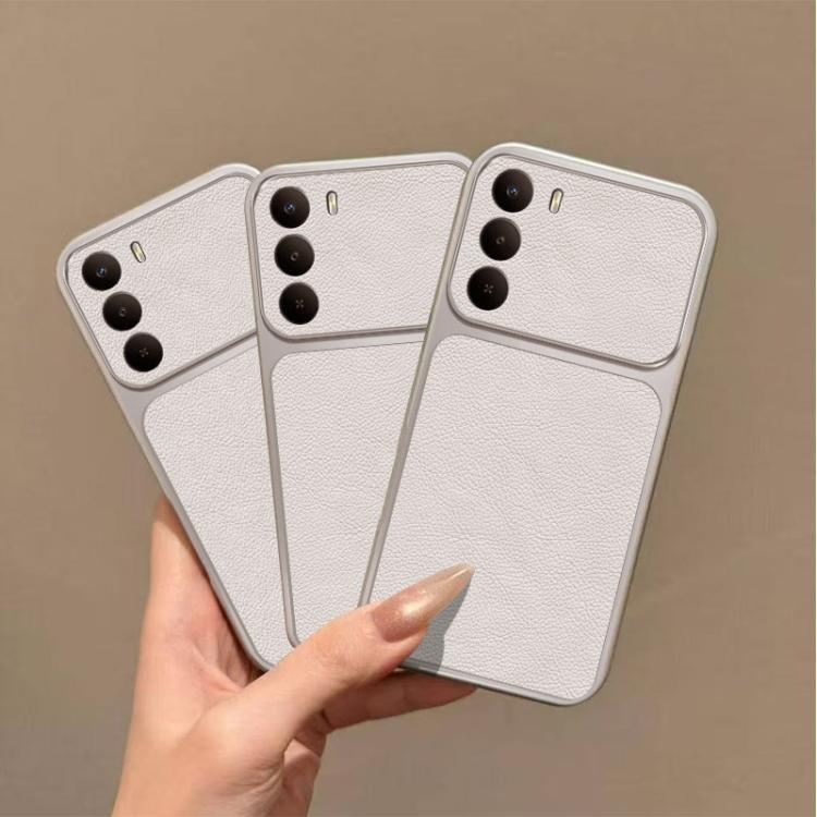 For Realme C71 4G Large Window Leather Textured Coated TPU Phone Case - White