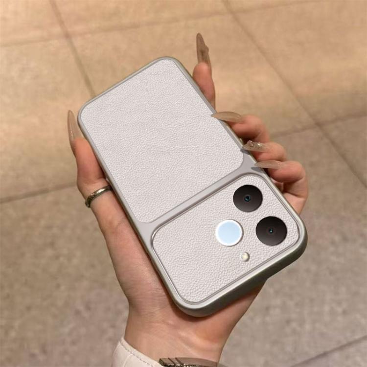 For Realme C71 India Large Window Leather Textured Coated TPU Phone Case - White