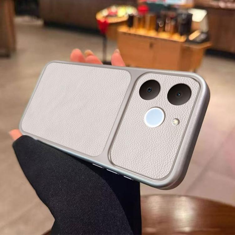 For Realme C71 India Large Window Leather Textured Coated TPU Phone Case - White