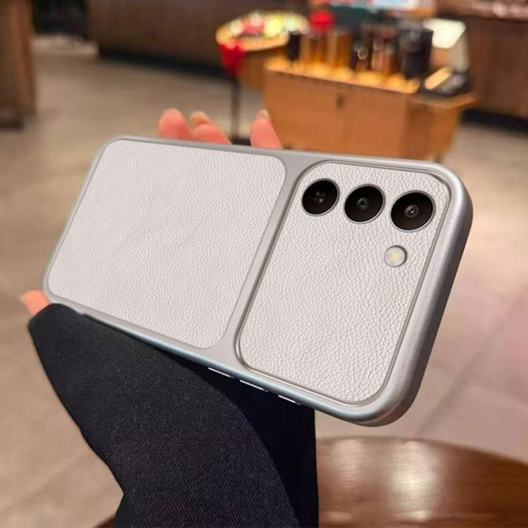 For Realme C83 5G Large Window Leather Textured Coated TPU Phone Case - White