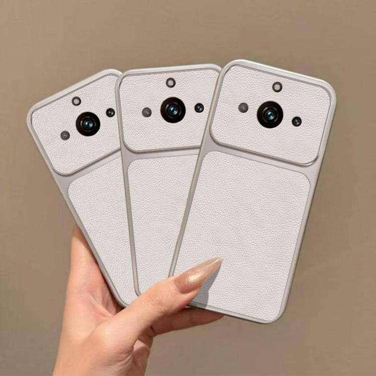 For Realme 11 Pro Large Window Leather Textured Coated TPU Phone Case - White