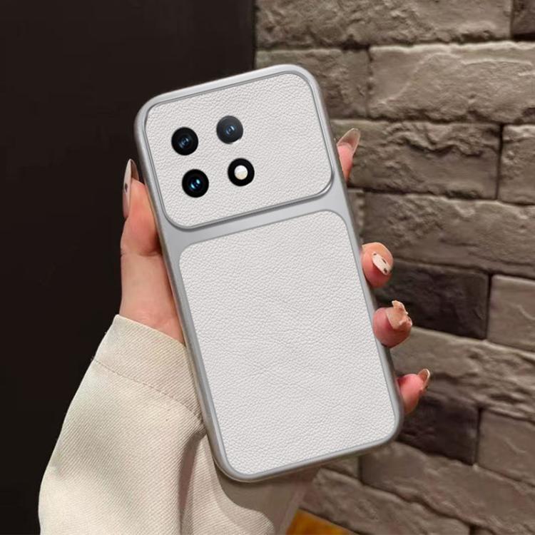 For OnePlus Ace 2 Large Window Leather Textured Coated TPU Phone Case - White