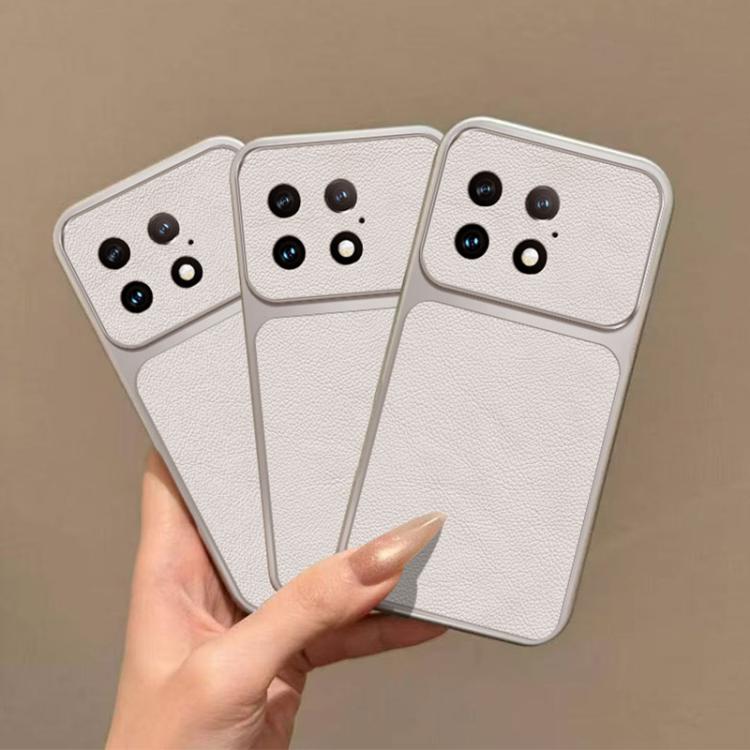 For OnePlus Ace 2 Pro Large Window Leather Textured Coated TPU Phone Case - White