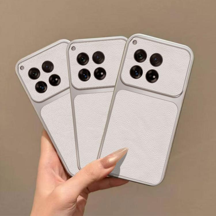 For OnePlus Ace 3 Large Window Leather Textured Coated TPU Phone Case - White