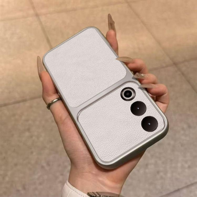 For OnePlus Ace 3V Large Window Leather Textured Coated TPU Phone Case - White