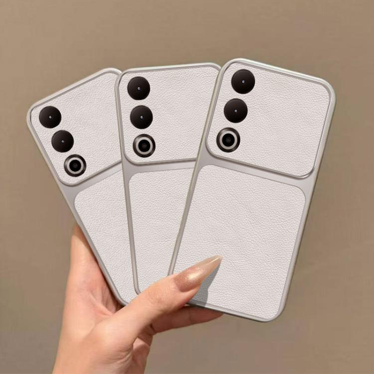 For OnePlus Ace 3V Large Window Leather Textured Coated TPU Phone Case - White