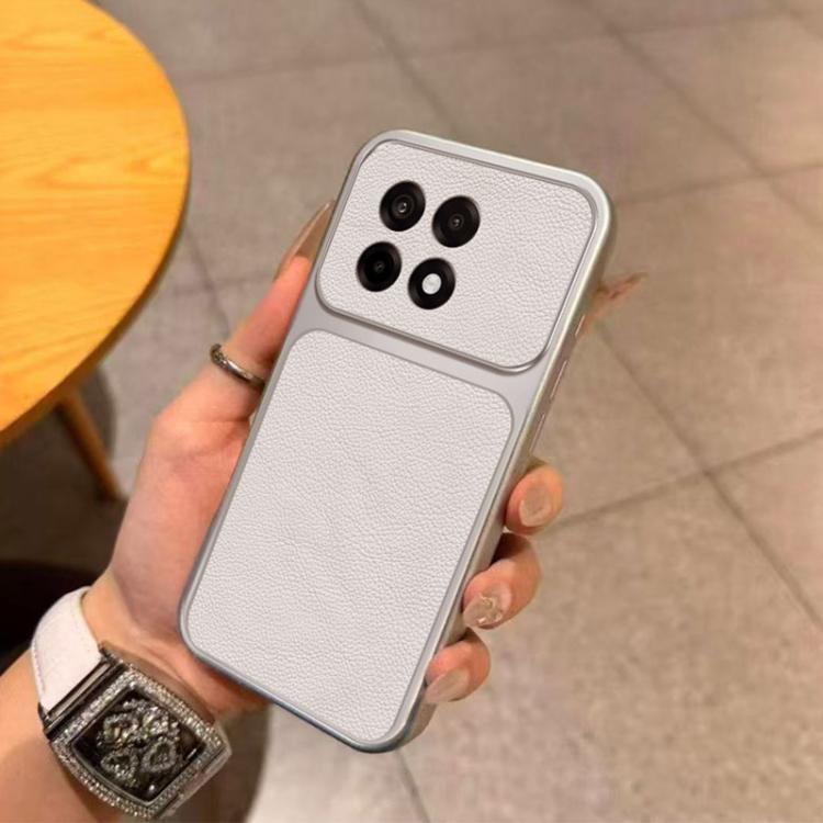 For OnePlus Ace 5 Large Window Leather Textured Coated TPU Phone Case - White