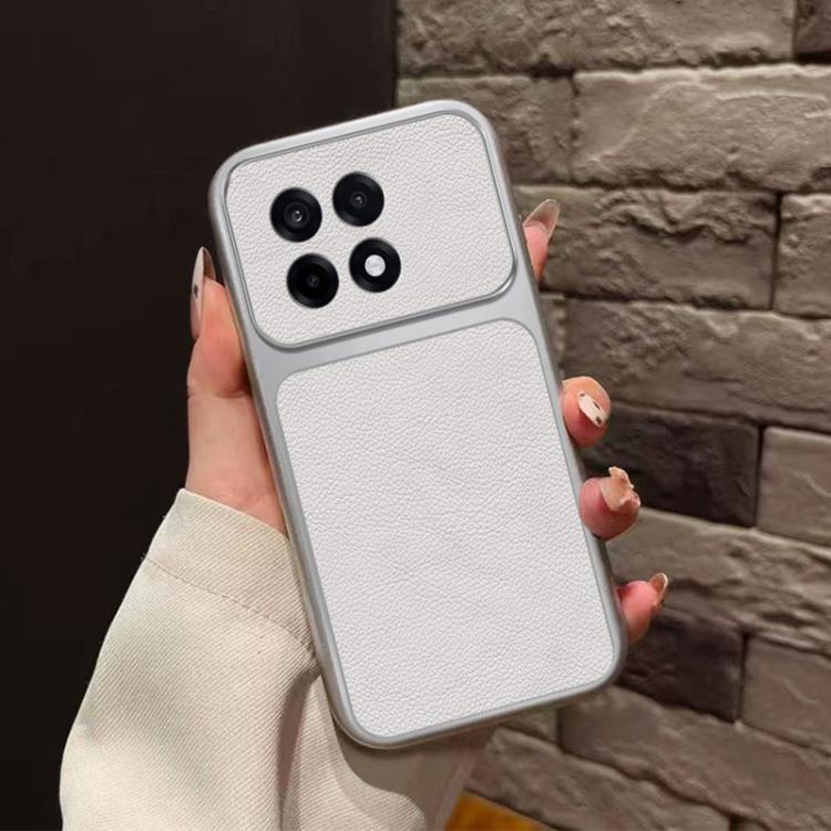 For OnePlus Ace 5 Large Window Leather Textured Coated TPU Phone Case - White