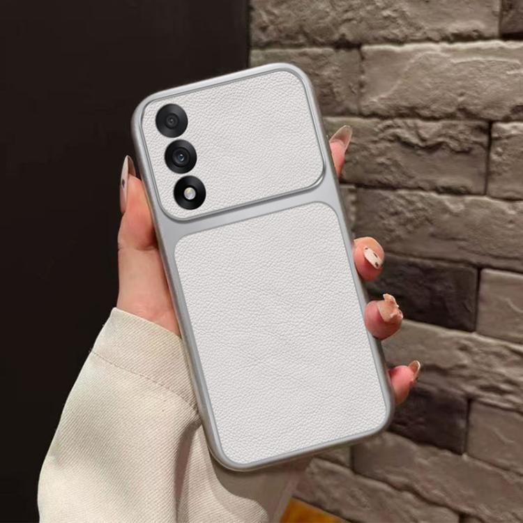 For OnePlus Ace 5 Ultra Large Window Leather Textured Coated TPU Phone Case - White