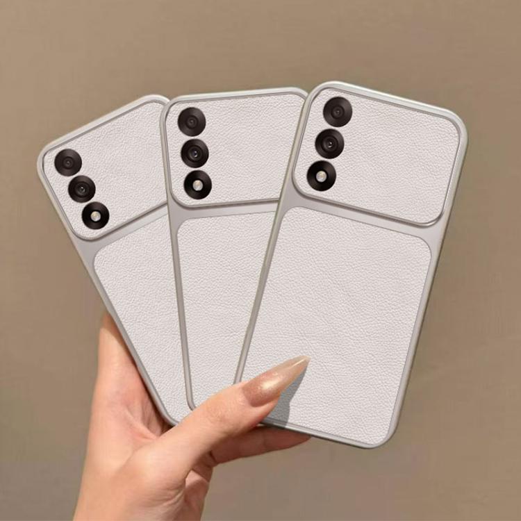 For OnePlus Ace 5 Ultra Large Window Leather Textured Coated TPU Phone Case - White
