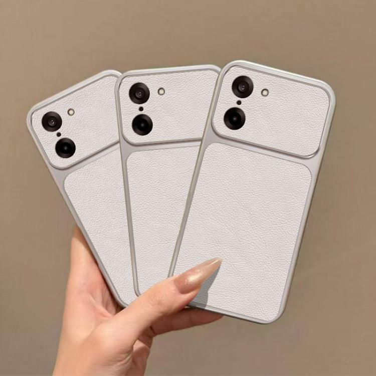 For OnePlus Ace 5 Racing Large Window Leather Textured Coated TPU Phone Case - White