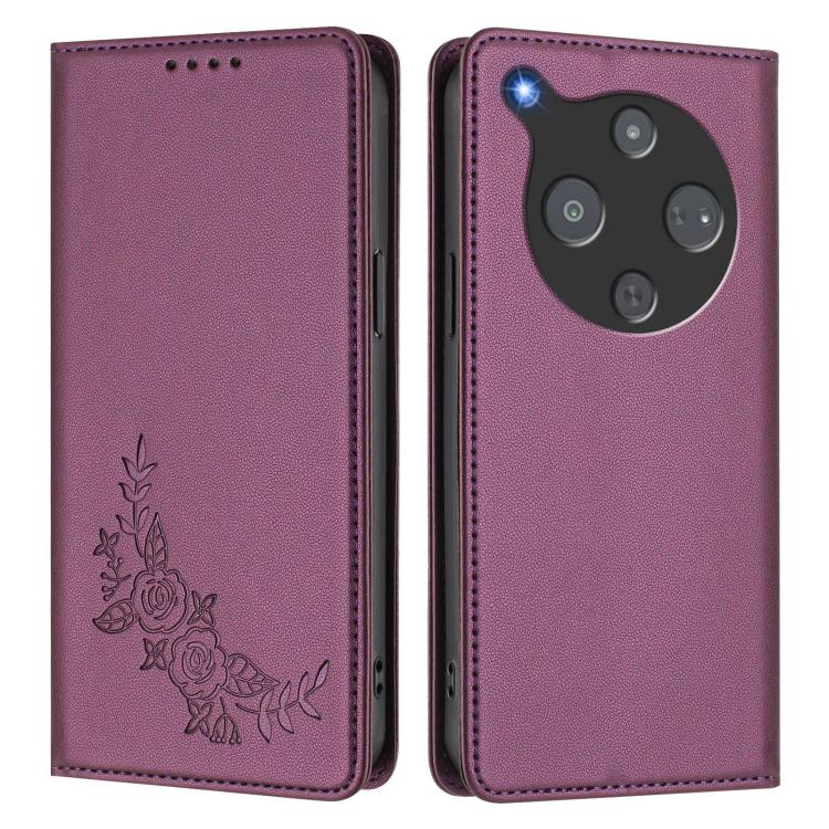 For ZTE nubia P9 Pro 5G / Optus X Pro 2 5G Peony Embossed Magnetic RFID Vegan Leather Phone Case