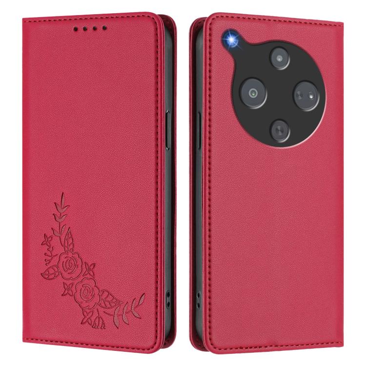 For ZTE nubia P9 Pro 5G / Optus X Pro 2 5G Peony Embossed Magnetic RFID Vegan Leather Phone Case