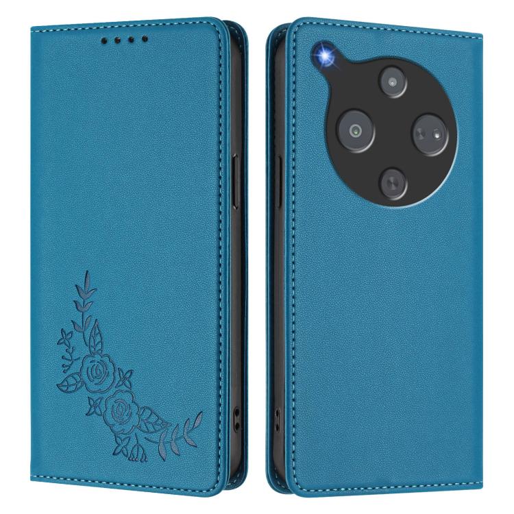 For ZTE nubia P9 Pro 5G / Optus X Pro 2 5G Peony Embossed Magnetic RFID Vegan Leather Phone Case