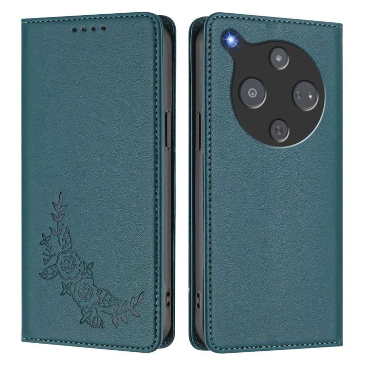 For ZTE nubia P9 Pro 5G / Optus X Pro 2 5G Peony Embossed Magnetic RFID Vegan Leather Phone Case