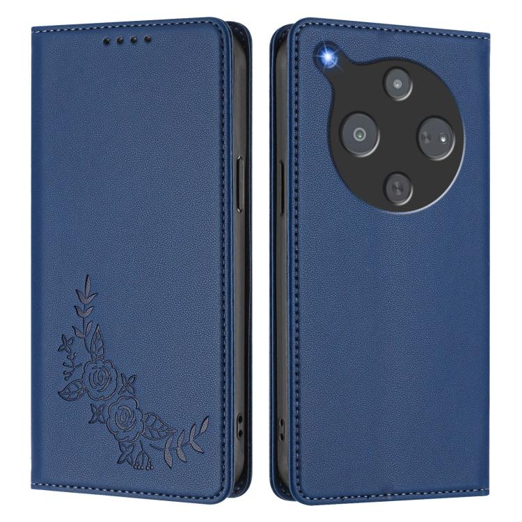 For ZTE nubia P9 Pro 5G / Optus X Pro 2 5G Peony Embossed Magnetic RFID Vegan Leather Phone Case