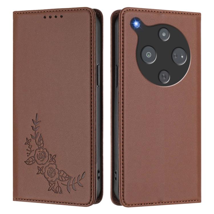 For ZTE nubia P9 Pro 5G / Optus X Pro 2 5G Peony Embossed Magnetic RFID Vegan Leather Phone Case