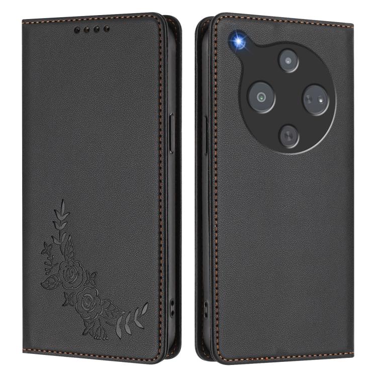 For ZTE nubia P9 Pro 5G / Optus X Pro 2 5G Peony Embossed Magnetic RFID Vegan Leather Phone Case