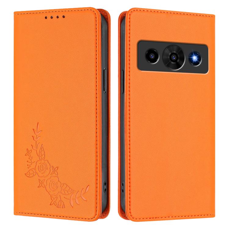 For ZTE nubia P7 Pro 5G / Optus X Value Peony Embossed Magnetic RFID Vegan Leather Phone Case
