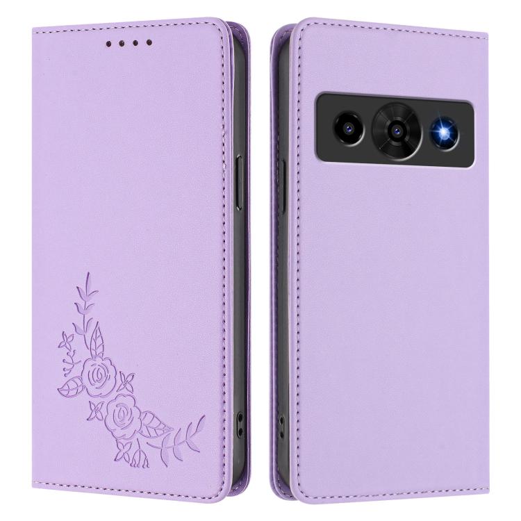 For ZTE nubia P7 Pro 5G / Optus X Value Peony Embossed Magnetic RFID Vegan Leather Phone Case