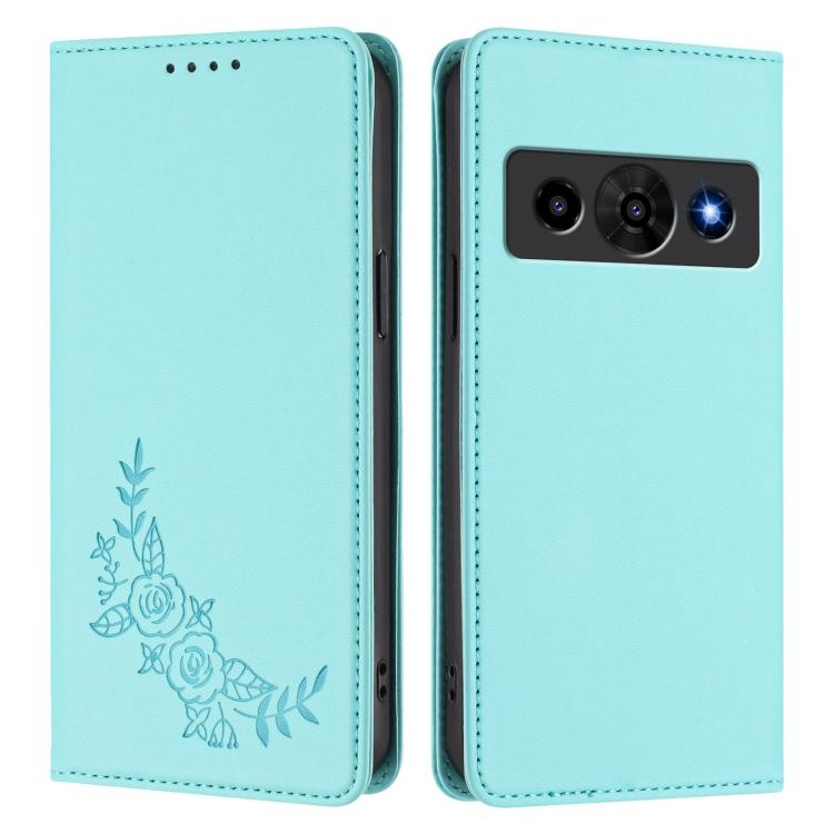 For ZTE nubia P7 Pro 5G / Optus X Value Peony Embossed Magnetic RFID Vegan Leather Phone Case