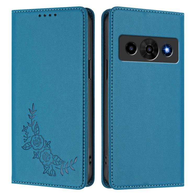 For ZTE nubia P7 Pro 5G / Optus X Value Peony Embossed Magnetic RFID Vegan Leather Phone Case