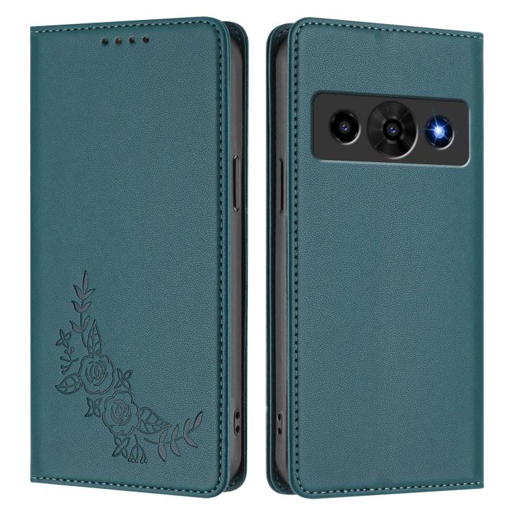 For ZTE nubia P7 Pro 5G / Optus X Value Peony Embossed Magnetic RFID Vegan Leather Phone Case
