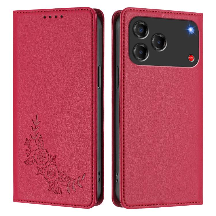 For ZTE Blade V80 Vita / nubia V80 Design Peony Embossed Magnetic RFID Vegan Leather Phone Case