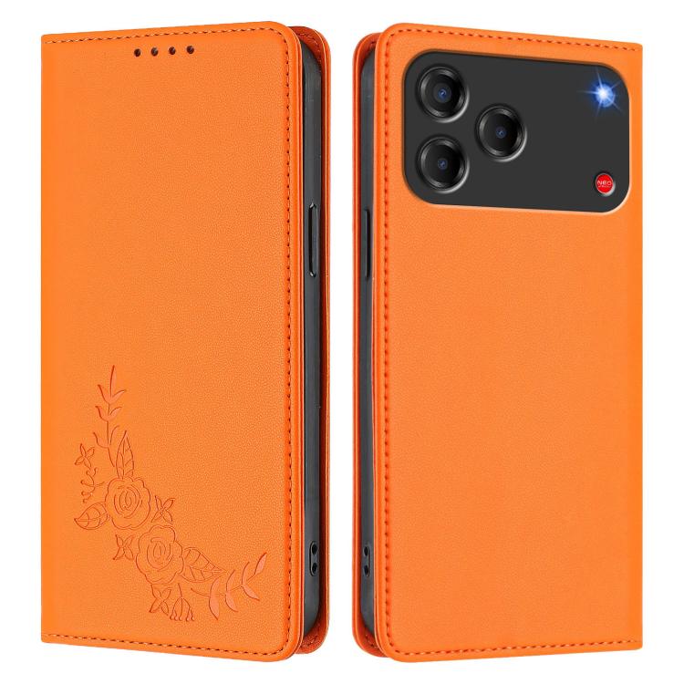 For ZTE Blade V80 Vita / nubia V80 Design Peony Embossed Magnetic RFID Vegan Leather Phone Case