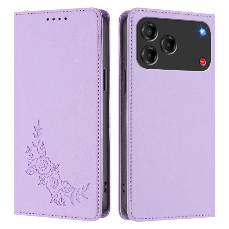 For ZTE Blade V80 Vita / nubia V80 Design Peony Embossed Magnetic RFID Vegan Leather Phone Case