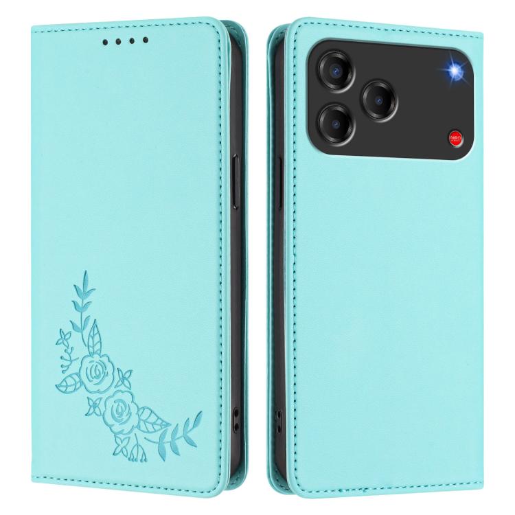 For ZTE Blade V80 Vita / nubia V80 Design Peony Embossed Magnetic RFID Vegan Leather Phone Case