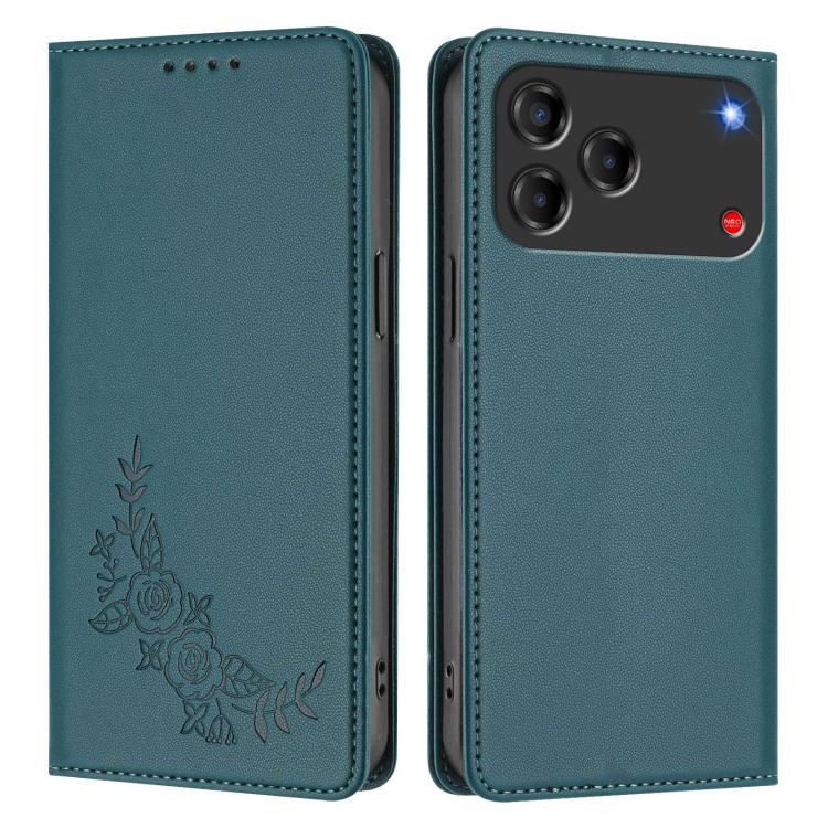 For ZTE Blade V80 Vita / nubia V80 Design Peony Embossed Magnetic RFID Vegan Leather Phone Case