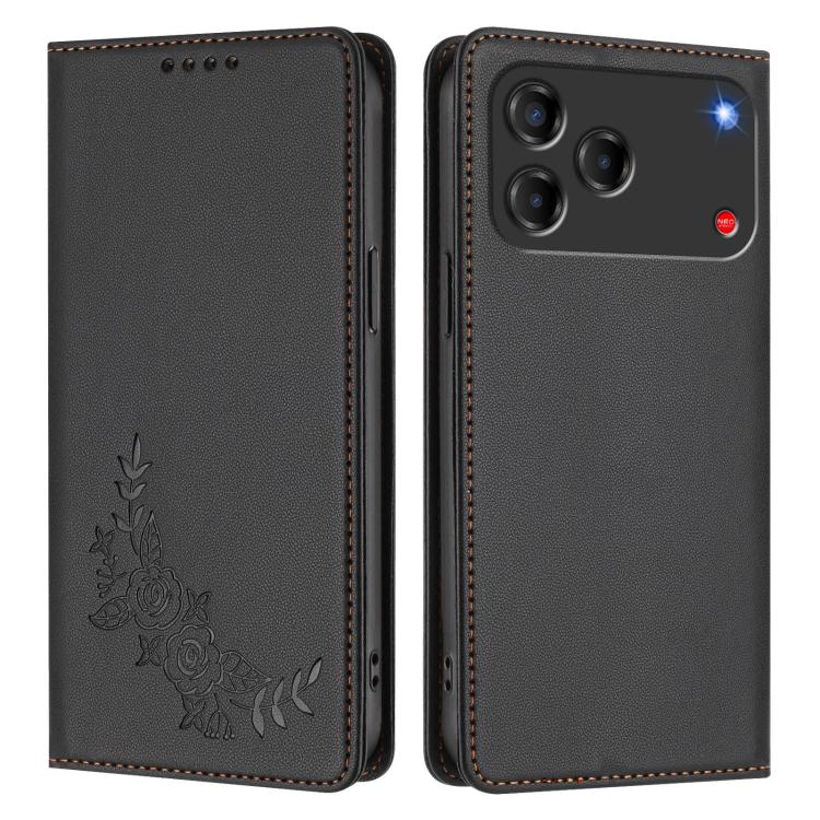 For ZTE Blade V80 Vita / nubia V80 Design Peony Embossed Magnetic RFID Vegan Leather Phone Case