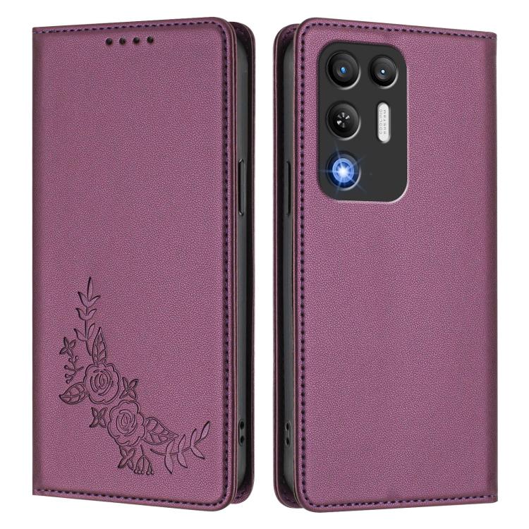 For ZTE nubia RedMagic 11 Air Peony Embossed Magnetic RFID Vegan Leather Phone Case