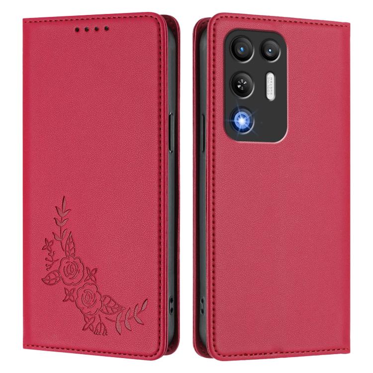 For ZTE nubia RedMagic 11 Air Peony Embossed Magnetic RFID Vegan Leather Phone Case