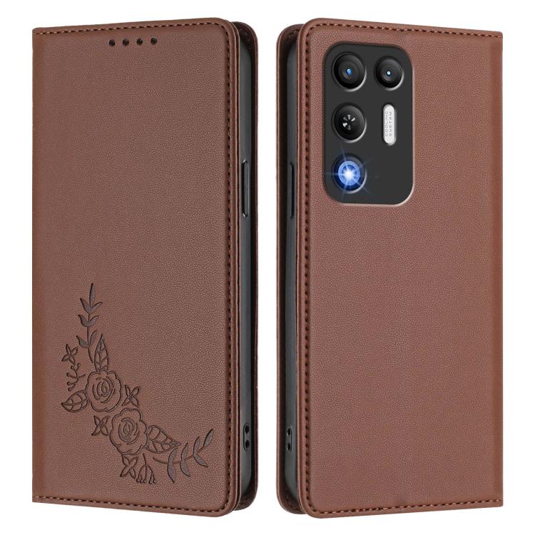 For ZTE nubia RedMagic 11 Air Peony Embossed Magnetic RFID Vegan Leather Phone Case