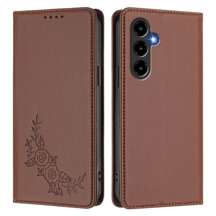 For ZTE nubia V80 Max Peony Embossed Magnetic RFID Vegan Leather Phone Case